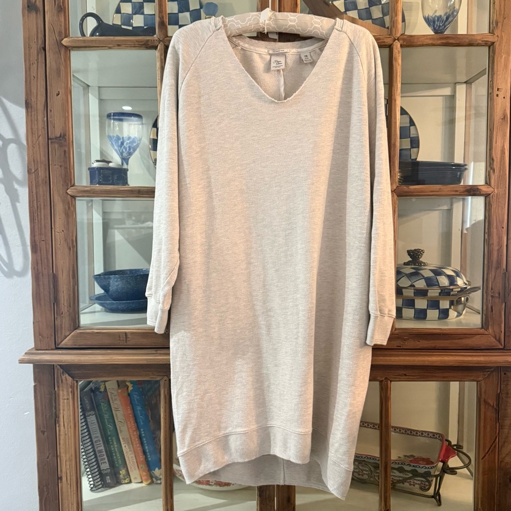 Maison Scotch Home Alone Sweatshirt Dress 1/2 Beige V-Neck